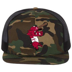 Ribby at Bat 3D PVC Patch Wool Blend Flat Bill Hat- Army Camo/ Black
